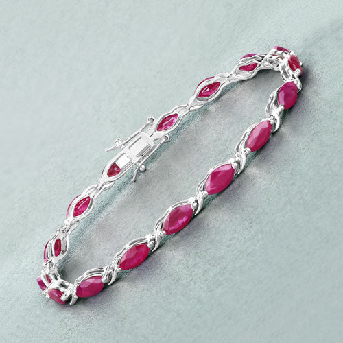 8.00 Carat Genuine Ruby 10K White Gold Bracelet - Image 4