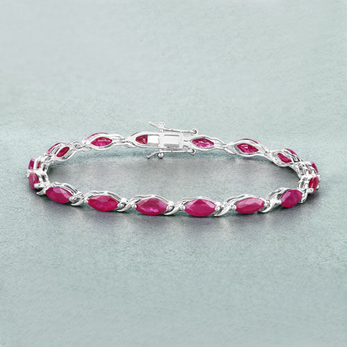 8.00 Carat Genuine Ruby 10K White Gold Bracelet - Image 5