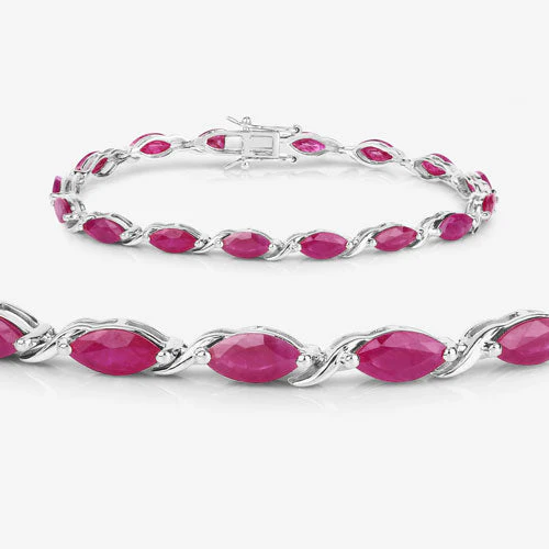 8.00 Carat Genuine Ruby 10K White Gold Bracelet - Image 6