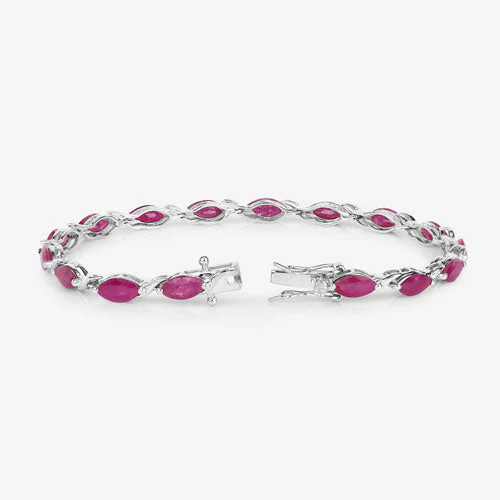 8.00 Carat Genuine Ruby 10K White Gold Bracelet - Image 7