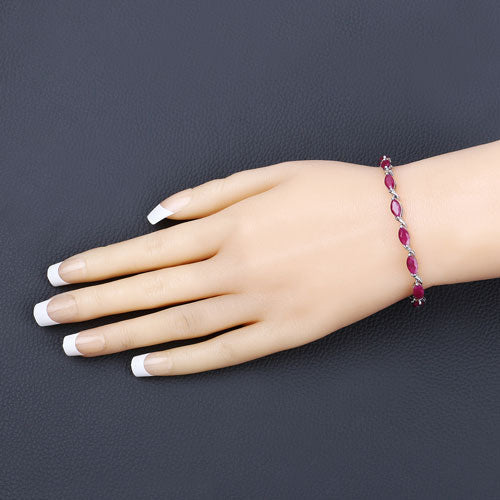 8.00 Carat Genuine Ruby 10K White Gold Bracelet - Image 8