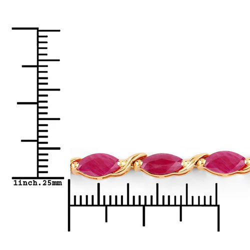 8.00 Carat Genuine Ruby 10K Yellow Gold Bracelet - Image 3