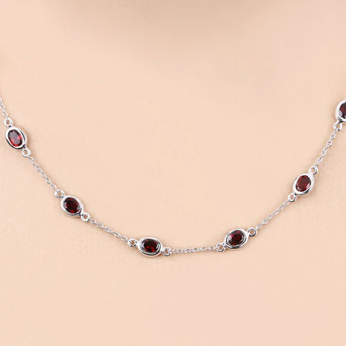 8.10 Carat Genuine Garnet .925 Sterling Silver Necklace - Image 9