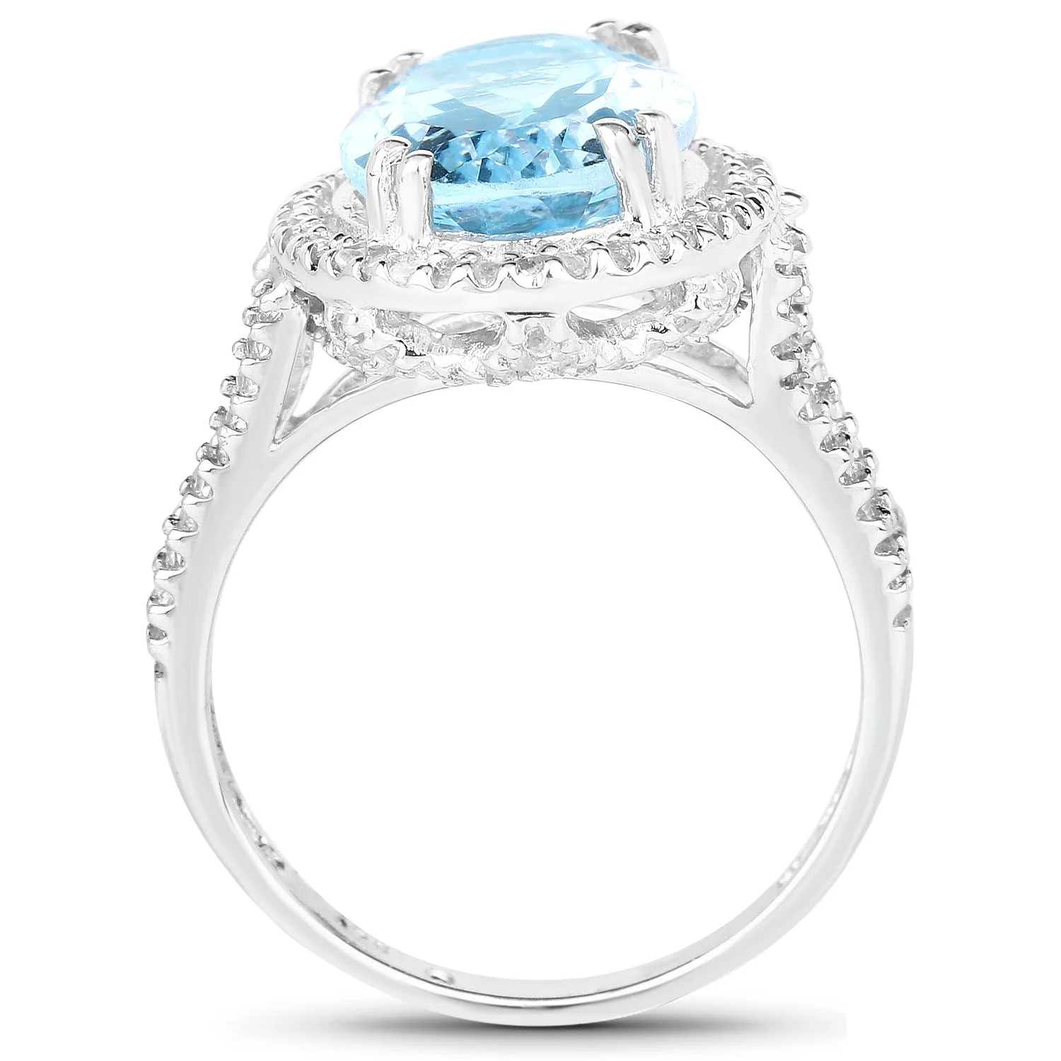 8.15 Carat Genuine Blue Topaz and White Topaz .925 Sterling Silver Ring - Image 2