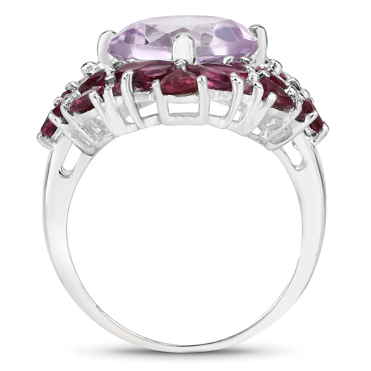 8.19 Carat Genuine Pink Amethyst and Rhodolite .925 Sterling Silver Ring - Image 2