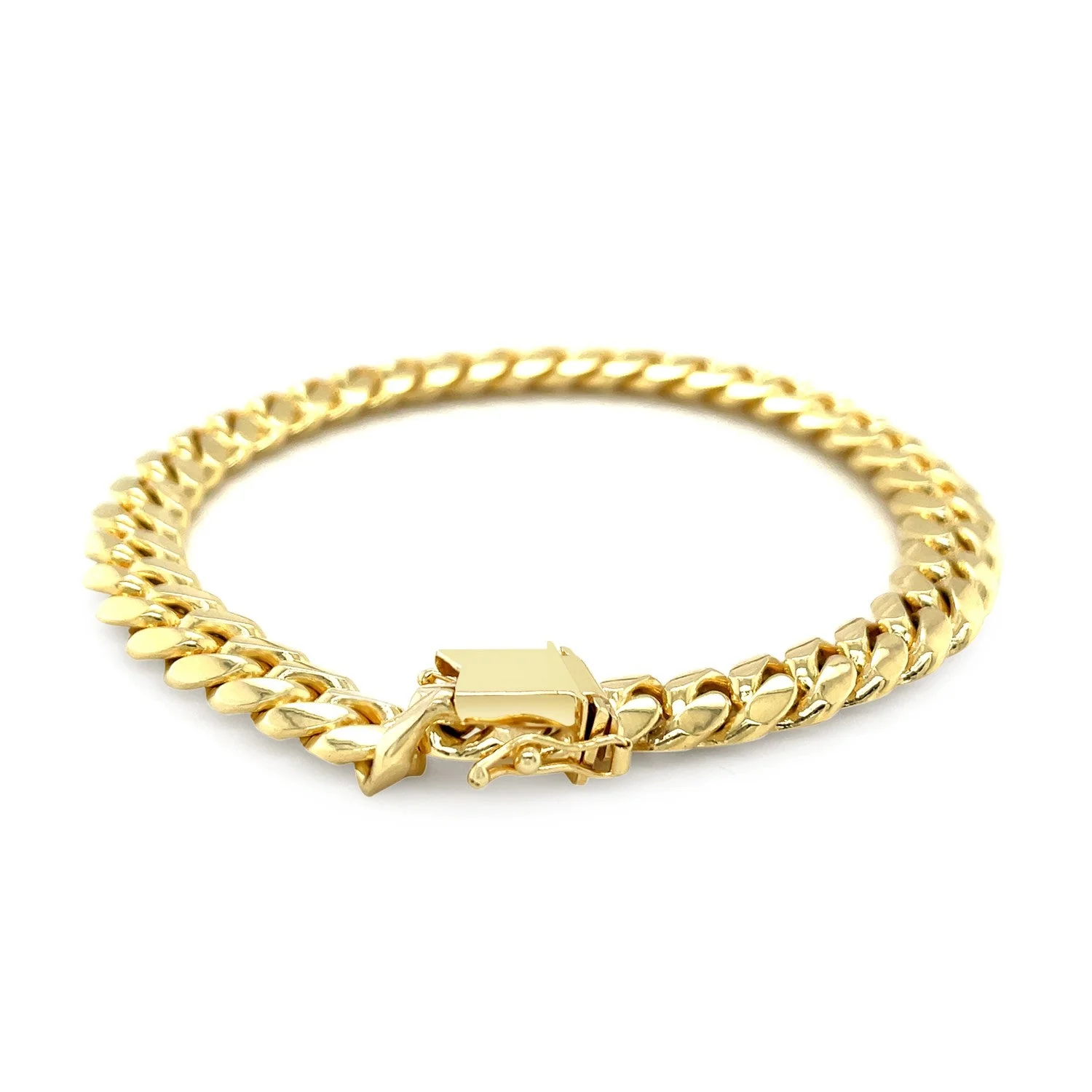8.25mm 14k Yellow Gold Classic Miami Cuban Solid Bracelet - Image 5