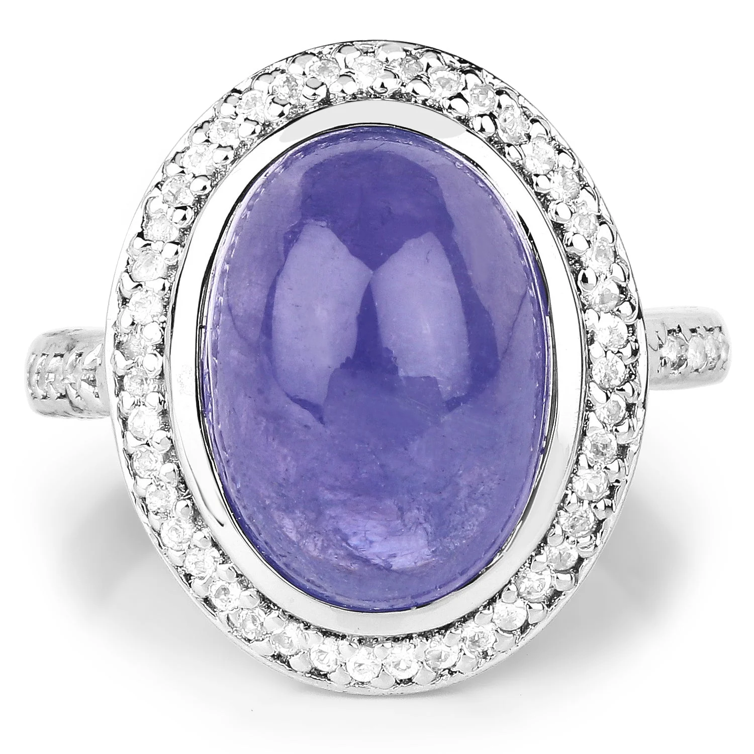 8.26 Carat Genuine Tanzanite & White Topaz .925 Sterling Silver Ring - Image 3