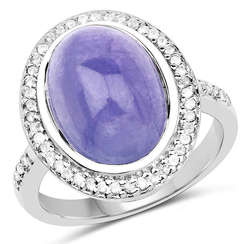 8.26 Carat Genuine Tanzanite & White Topaz .925 Sterling Silver Ring - Image 4