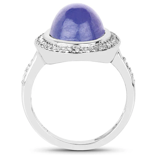 8.26 Carat Genuine Tanzanite & White Topaz .925 Sterling Silver Ring - Image 5