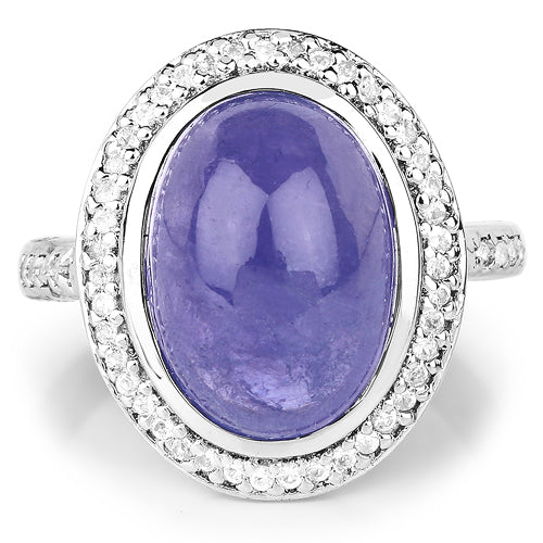 8.26 Carat Genuine Tanzanite & White Topaz .925 Sterling Silver Ring - Image 6
