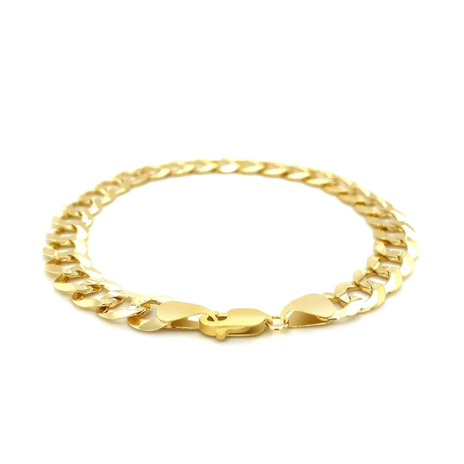 8.2mm 14k Yellow Gold Solid Curb Bracelet - Image 6