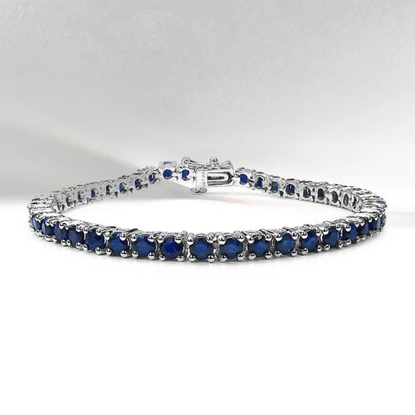 8.36 Carat Genuine Blue Sapphire .925 Sterling Silver Bracelet - Image 2