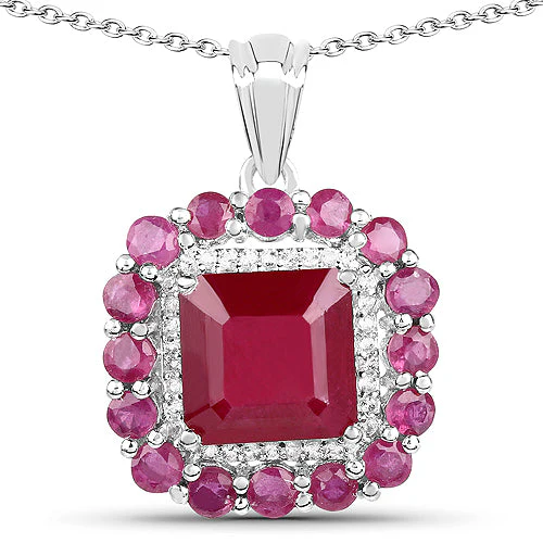 8.48 Carat Glass Filled Ruby and White Topaz .925 Sterling Silver Pendant - Image 3
