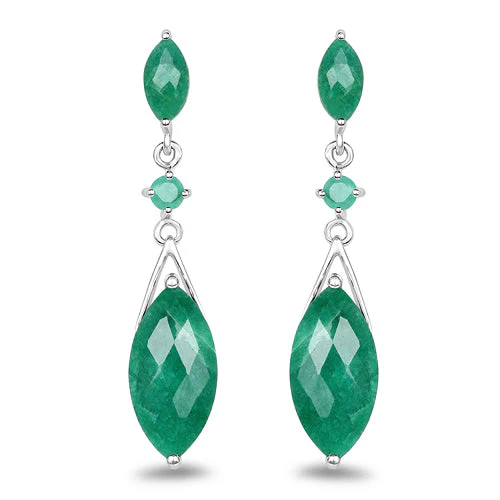8.52 Carat Dyed Emerald & Emerald .925 Sterling Silver Earrings - Image 2
