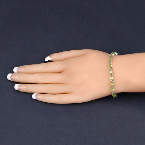 8.61 Carat Genuine Peridot .925 Sterling Silver Bracelet - Image 12