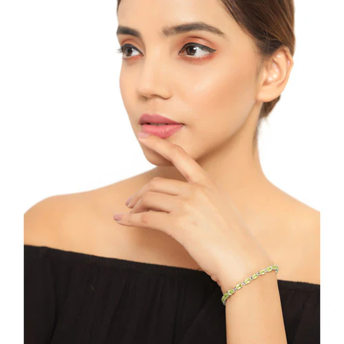 8.61 Carat Genuine Peridot .925 Sterling Silver Bracelet - Image 13
