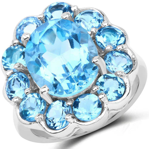 8.77 Carat Genuine Swiss Blue Topaz .925 Sterling Silver Ring - Image 5