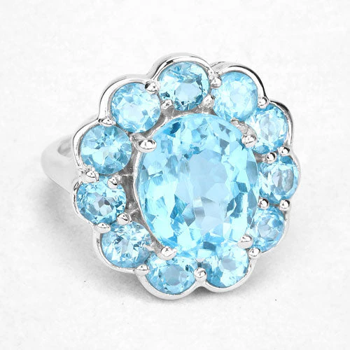 8.77 Carat Genuine Swiss Blue Topaz .925 Sterling Silver Ring - Image 9