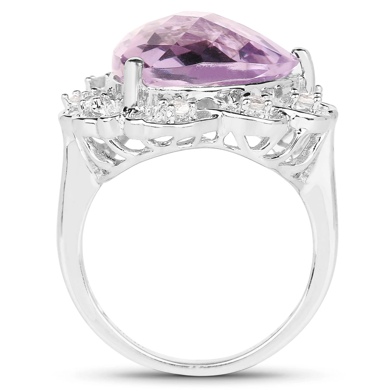 8.86 Carat Genuine Amethyst and White Zircon .925 Sterling Silver Ring - Image 2