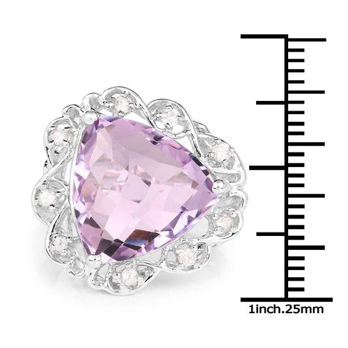 8.86 Carat Genuine Amethyst and White Zircon .925 Sterling Silver Ring - Image 6