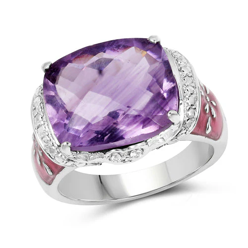 8.86 Carat Genuine Amethyst & White Topaz .925 Sterling Silver Ring - Image 4