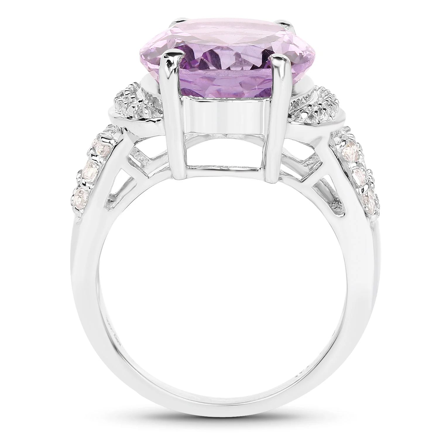 8.98 Carat Genuine Amethyst & White Topaz .925 Sterling Silver Ring - Image 2