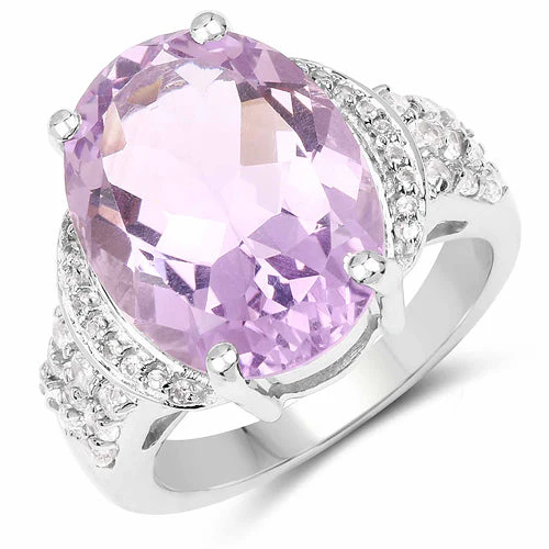 8.98 Carat Genuine Amethyst & White Topaz .925 Sterling Silver Ring - Image 4