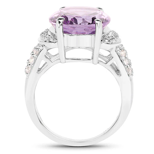 8.98 Carat Genuine Amethyst & White Topaz .925 Sterling Silver Ring - Image 5