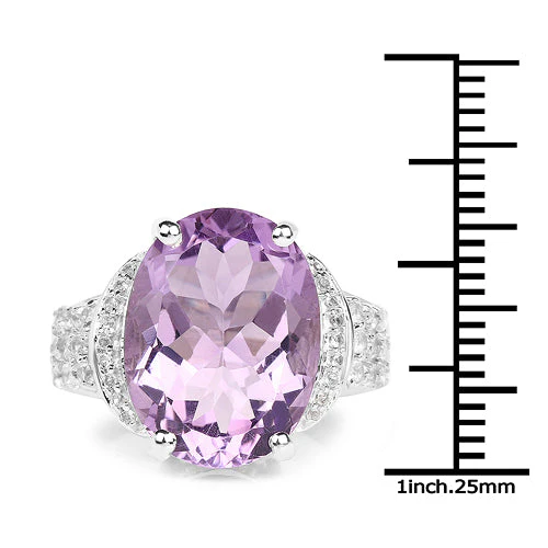 8.98 Carat Genuine Amethyst & White Topaz .925 Sterling Silver Ring - Image 6