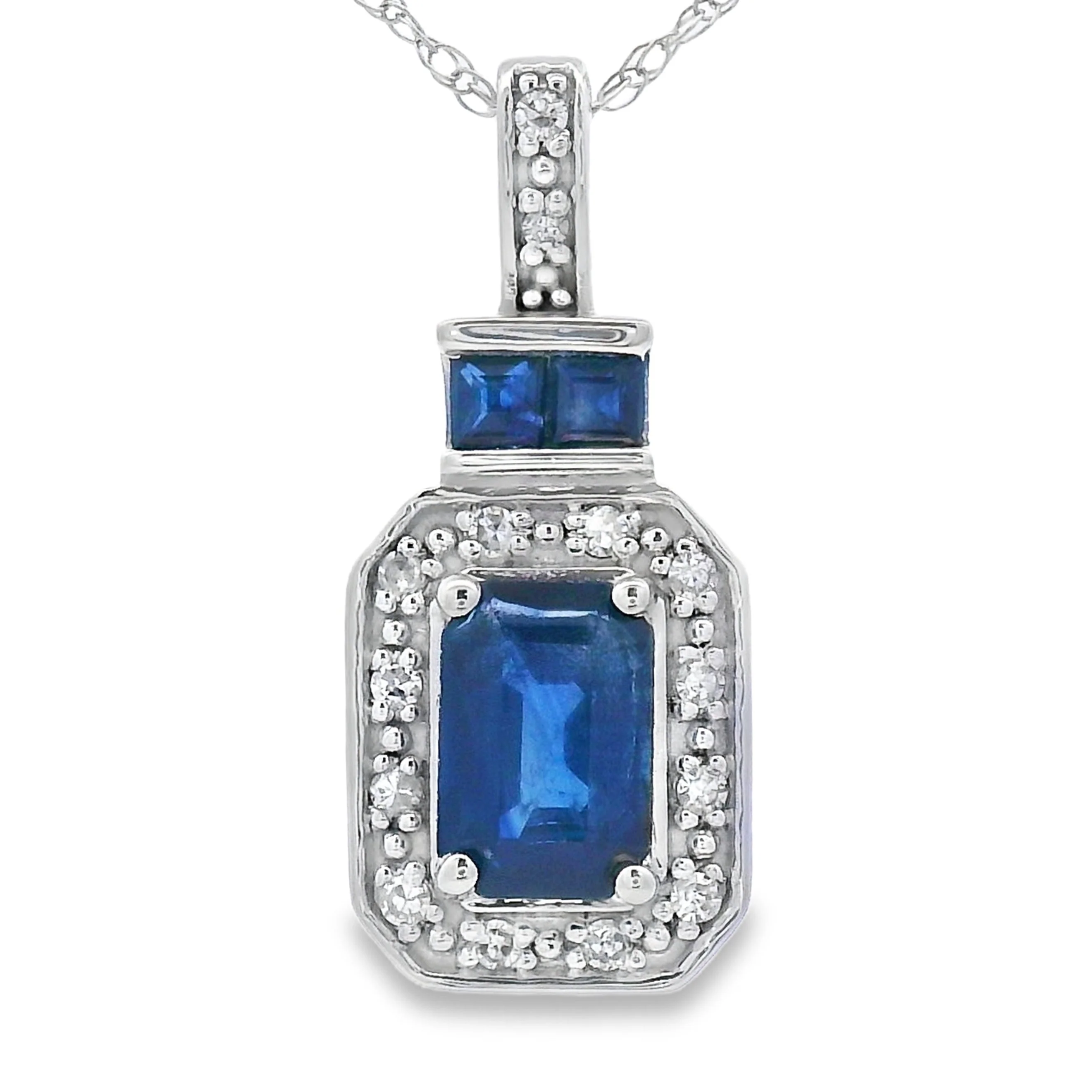 .84ct Sapphire Diamond Fashion Pendants 14KT White Gold