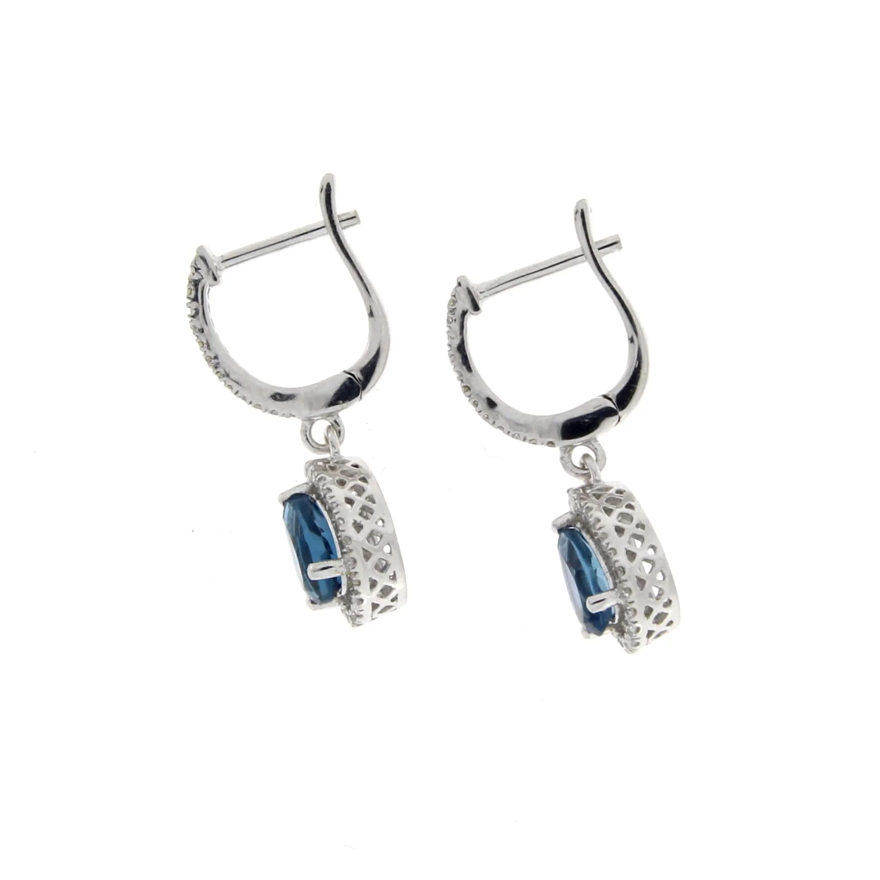 .88ct London Blue Topaz Dangle Earrings 14KT White Gold - Image 2