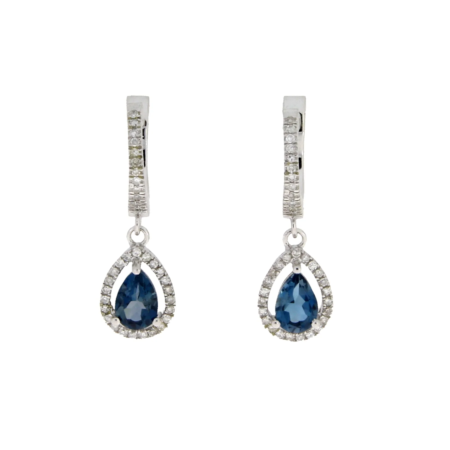 .88ct London Blue Topaz Dangle Earrings 14KT White Gold - Image 4
