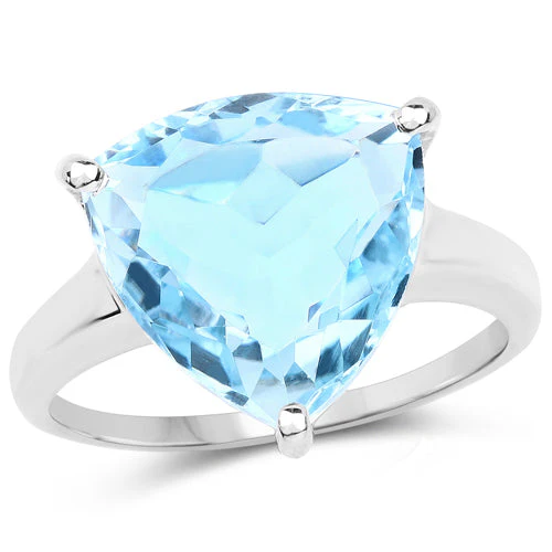 9.00 Carat Genuine Blue Topaz .925 Sterling Silver Ring - Image 4
