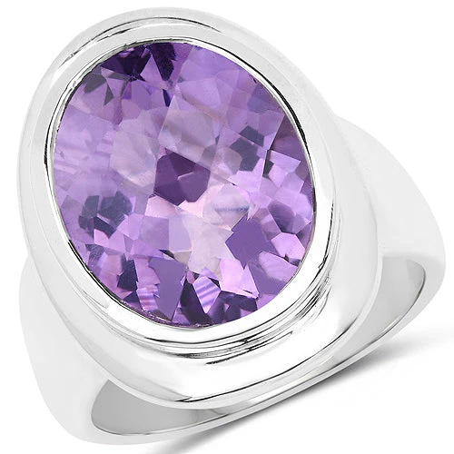 9.01 Carat Genuine Amethyst .925 Sterling Silver Ring - Image 4