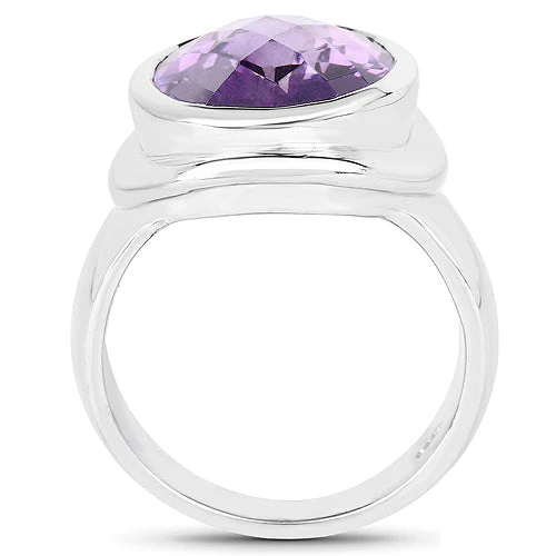 9.01 Carat Genuine Amethyst .925 Sterling Silver Ring - Image 5