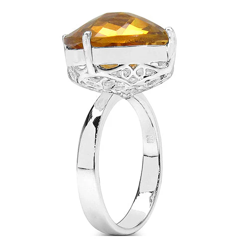 9.05 Carat Genuine Citrine .925 Sterling Silver Ring - Image 2