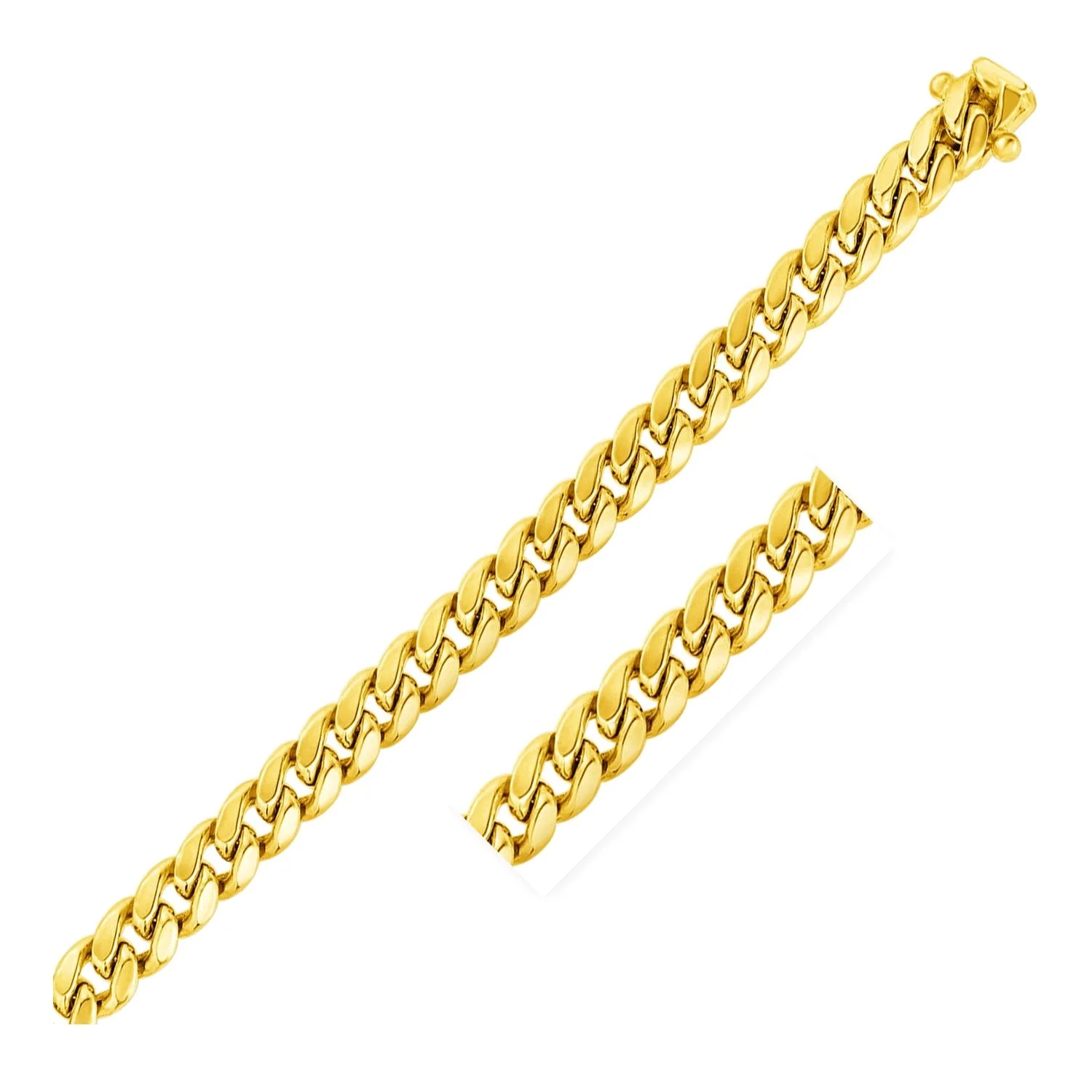 9.15mm 10k Yellow Gold Semi Solid Miami Cuban Chain - Image 5