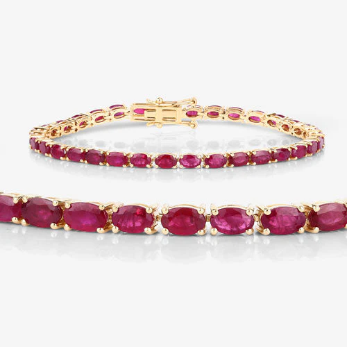 9.18 Carat Genuine Ruby 10K Yellow Gold Bracelet - Image 7