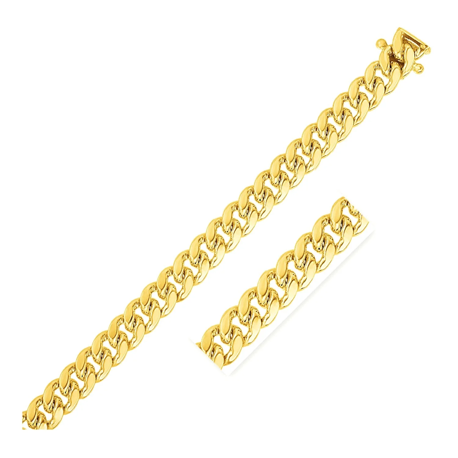 9.25mm 14k Yellow Gold Classic Miami Cuban Solid Chain - Image 5