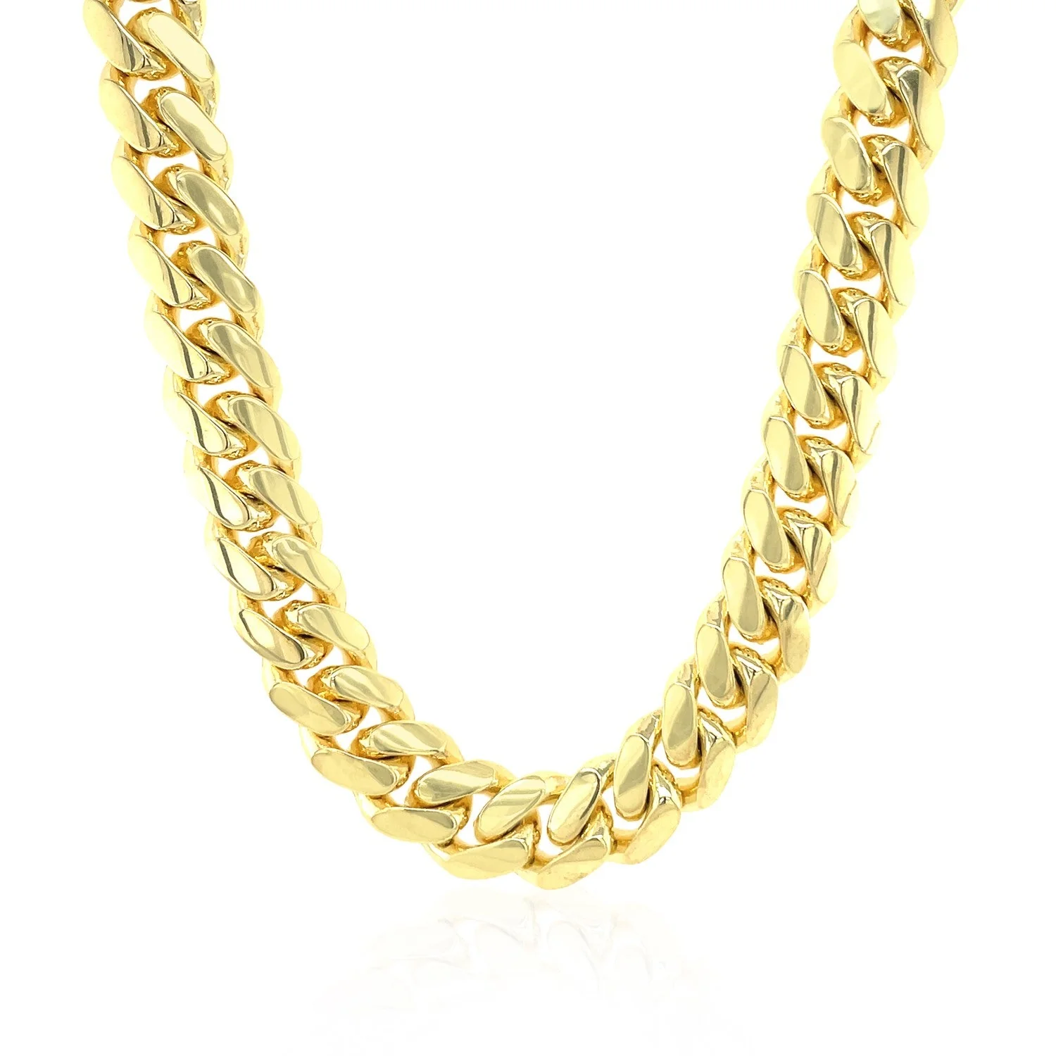9.25mm 14k Yellow Gold Classic Miami Cuban Solid Chain - Image 6
