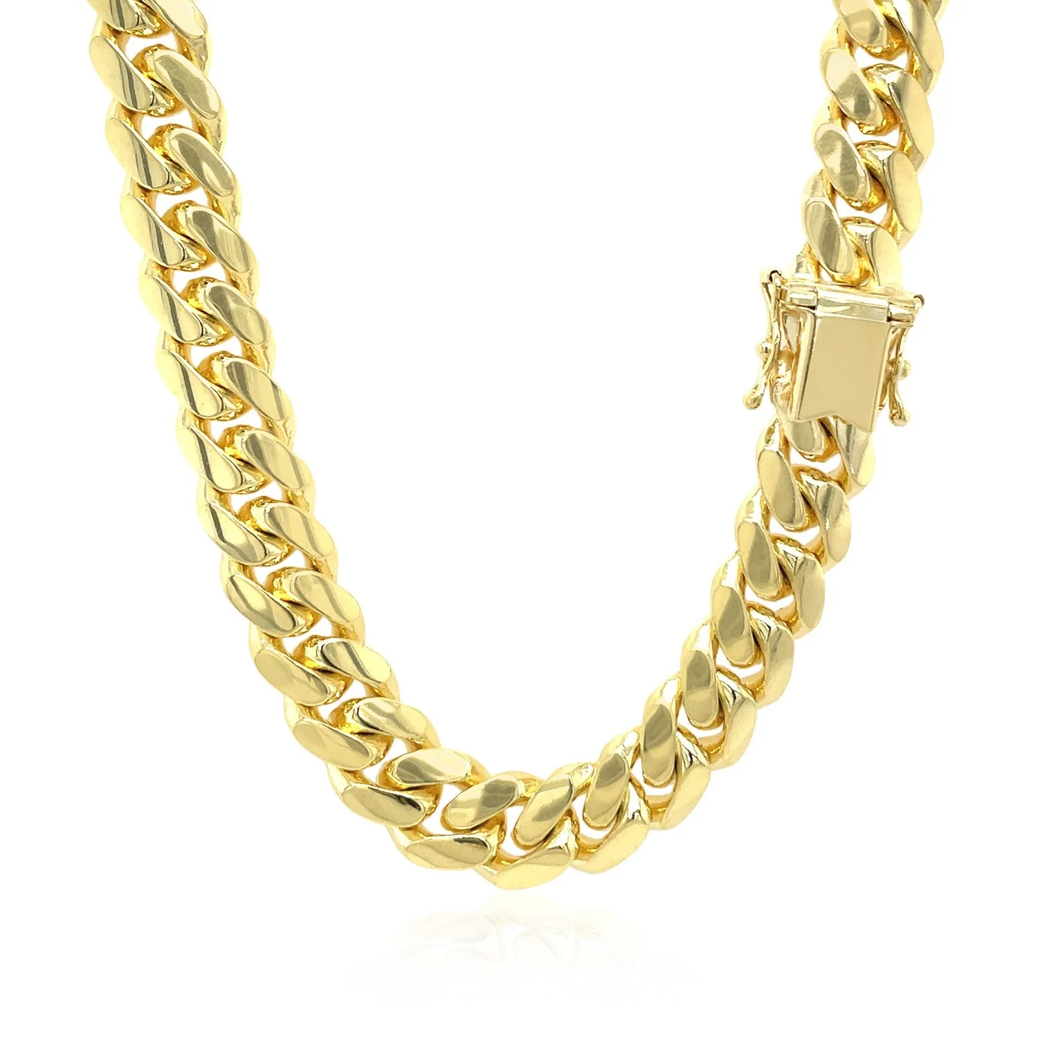 9.25mm 14k Yellow Gold Classic Miami Cuban Solid Chain - Image 7