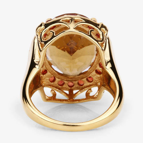 9.38 Carat Genuine Citrine and Orange Sapphire .925 Sterling Silver Ring - Image 10