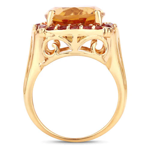 9.38 Carat Genuine Citrine and Orange Sapphire .925 Sterling Silver Ring - Image 6