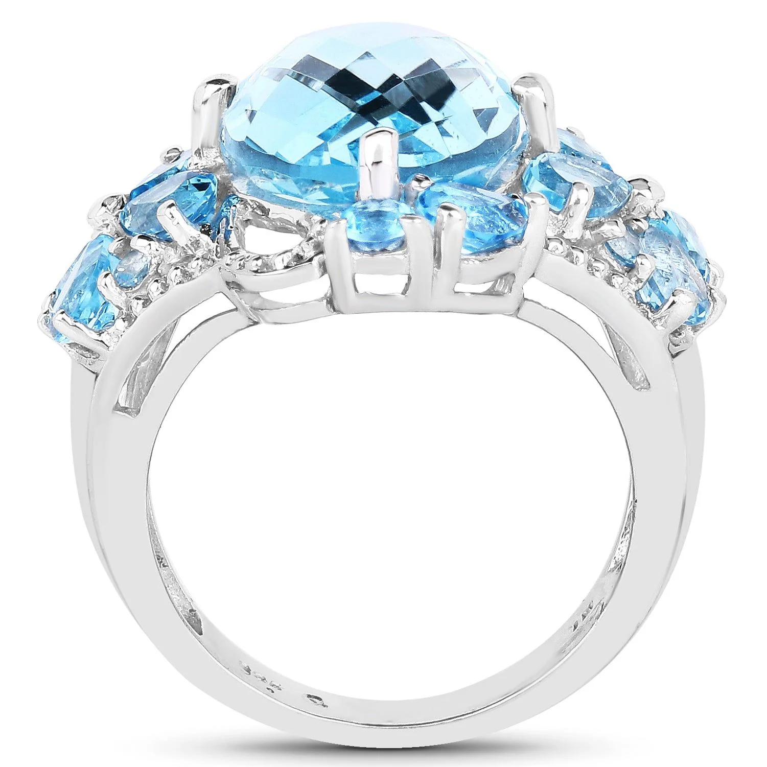 9.50 Carat Genuine Blue Topaz and Swiss Blue Topaz .925 Sterling Silver Ring - Image 2