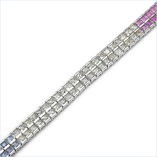 9.50 Carat Genuine Multi sapphire Sterling Silver Bracelet - Image 4