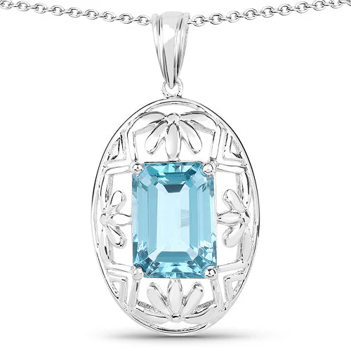 9.60 Carat Genuine Green Topaz .925 Sterling Silver Pendant - Image 3