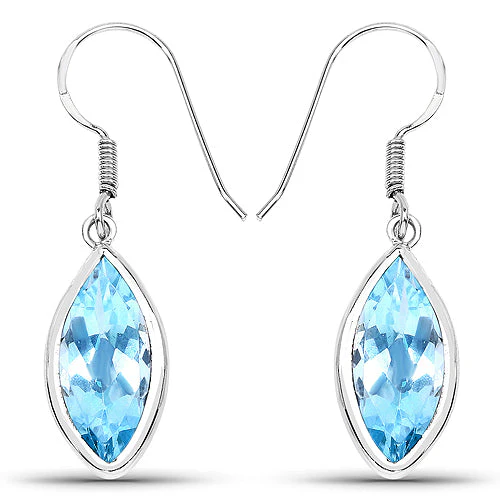 9.76 Carat Genuine Blue Topaz .925 Sterling Silver Earrings - Image 2
