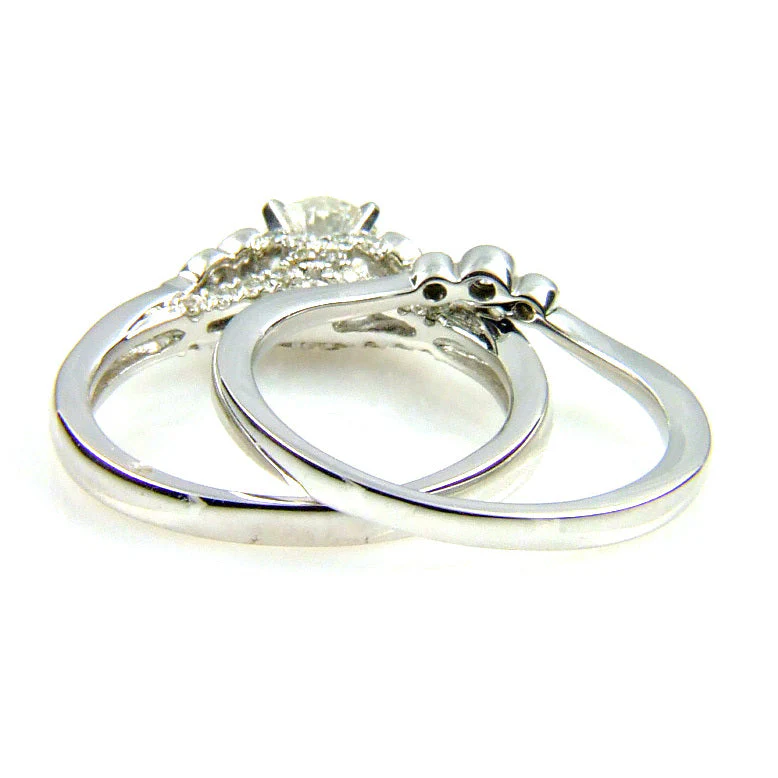 .90ct Antique Style Engagement Ring Set 14KT White Gold - Image 3