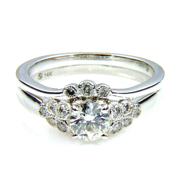 .90ct Antique Style Engagement Ring Set 14KT White Gold - Image 4