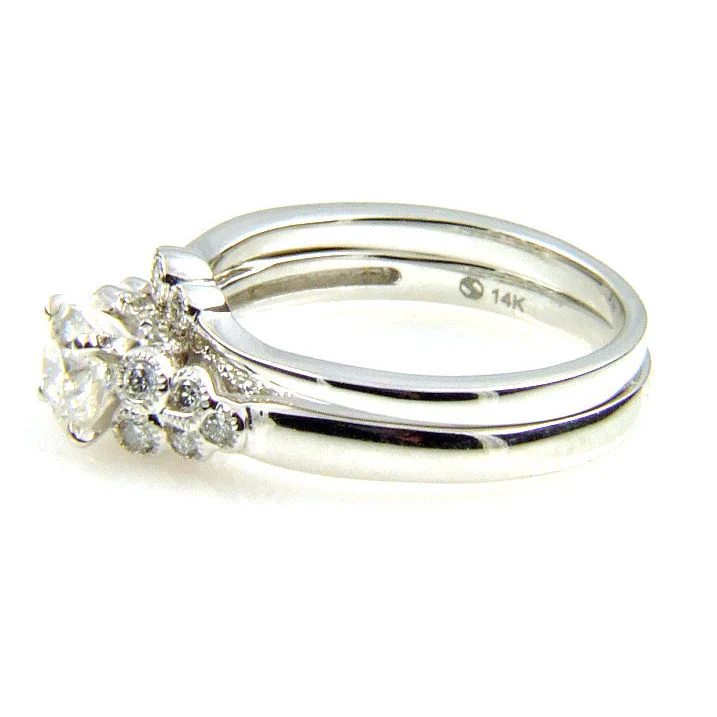 .90ct Antique Style Engagement Ring Set 14KT White Gold - Image 6